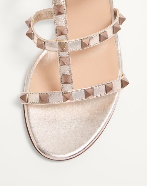Valentino Garavani - Rockstud Metallic Calfskin Leather Slide Sandal 60 Mm - Skin - Woman - Sandals